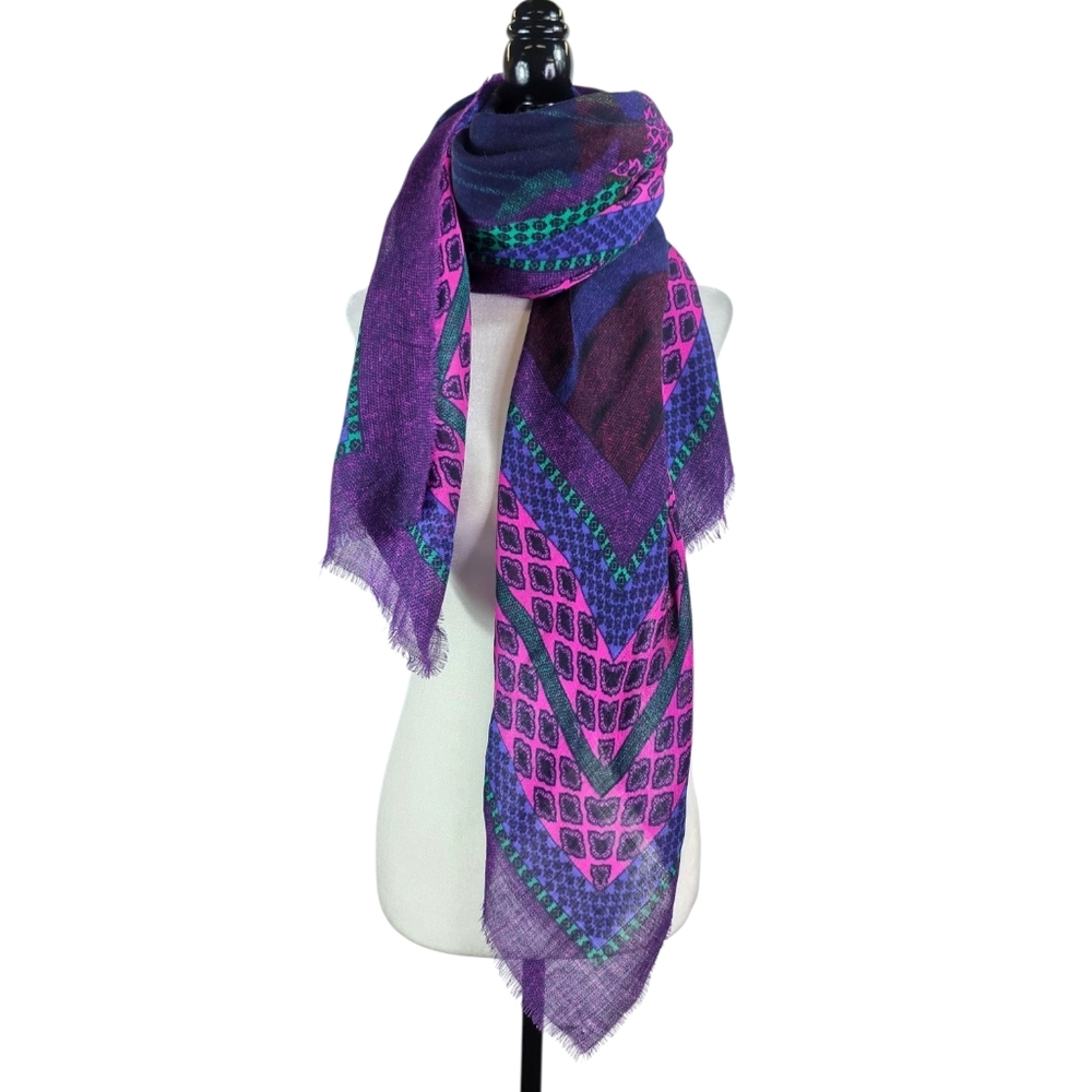 Rodier Abstract print Knit unfinished hem Scarf
